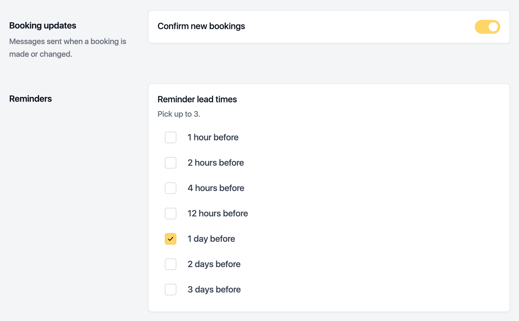 Confirmations and reminders