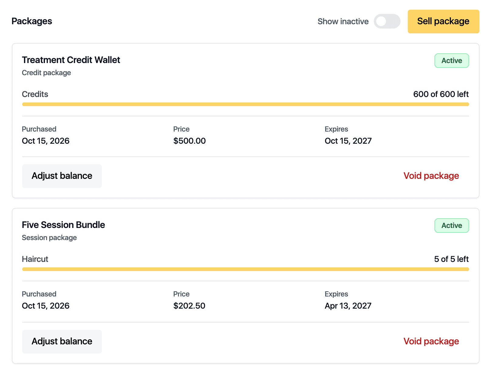 Packages and credits