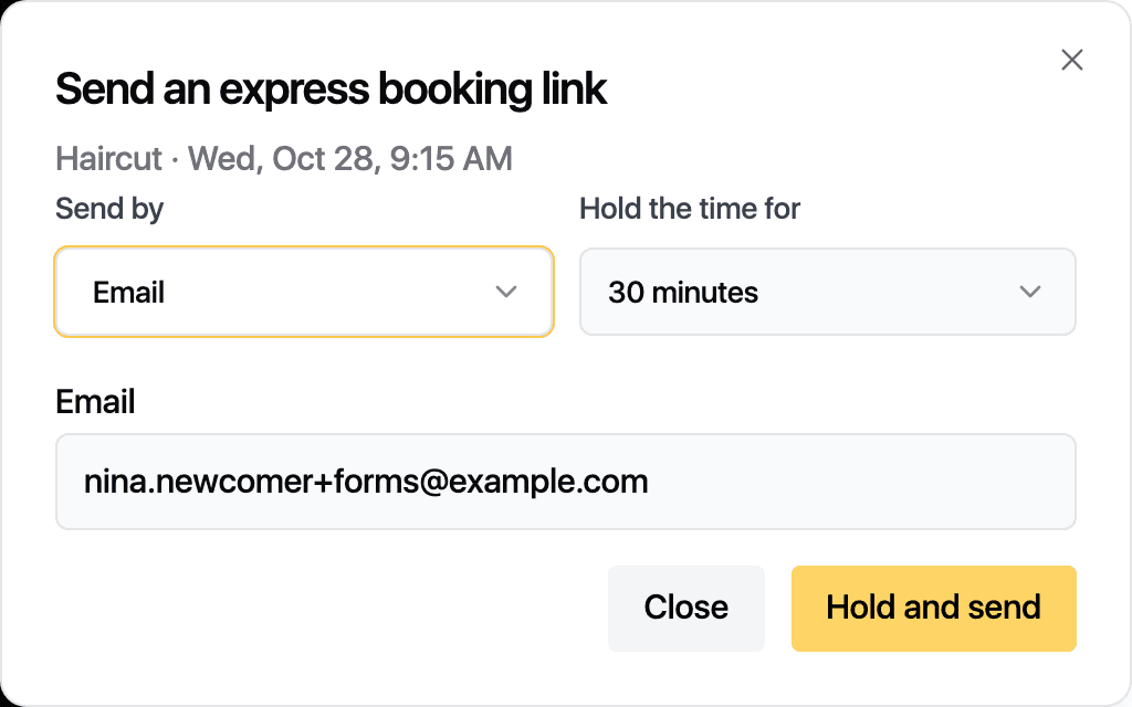 Express booking links