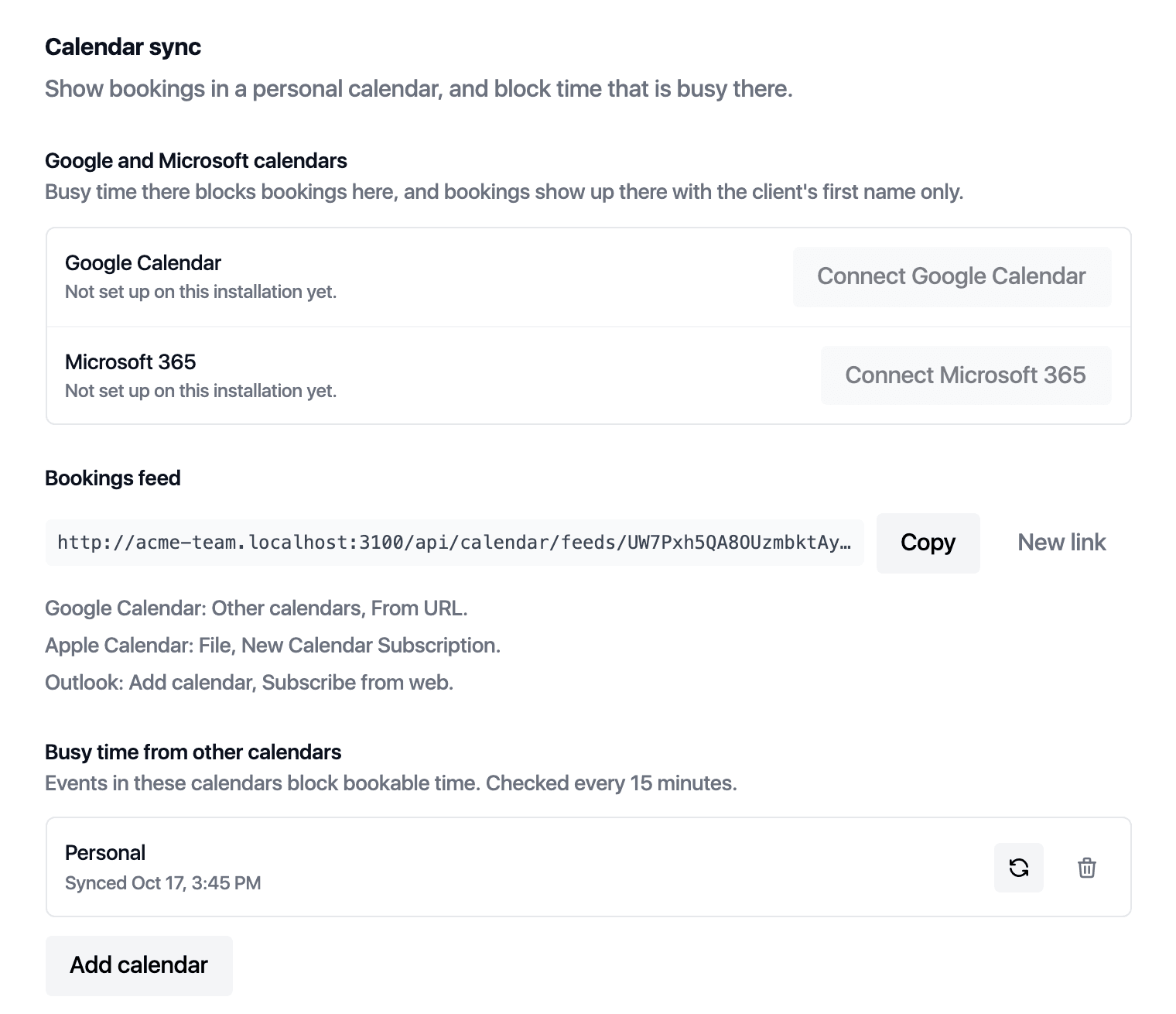Calendar sync