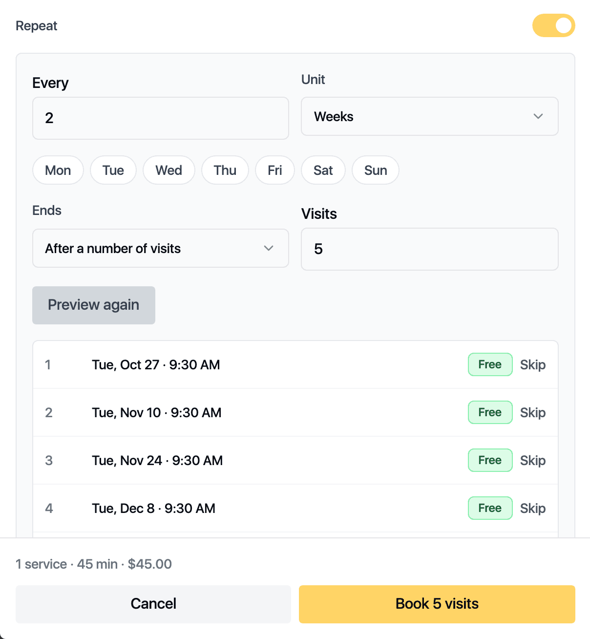 Series bookings