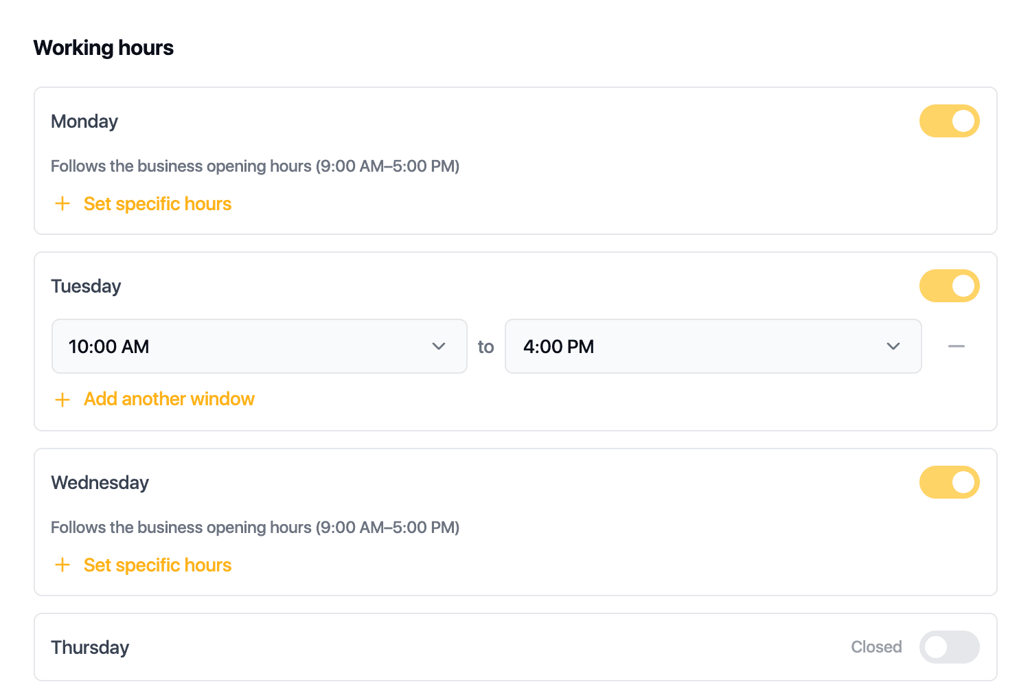 Shifts and time off