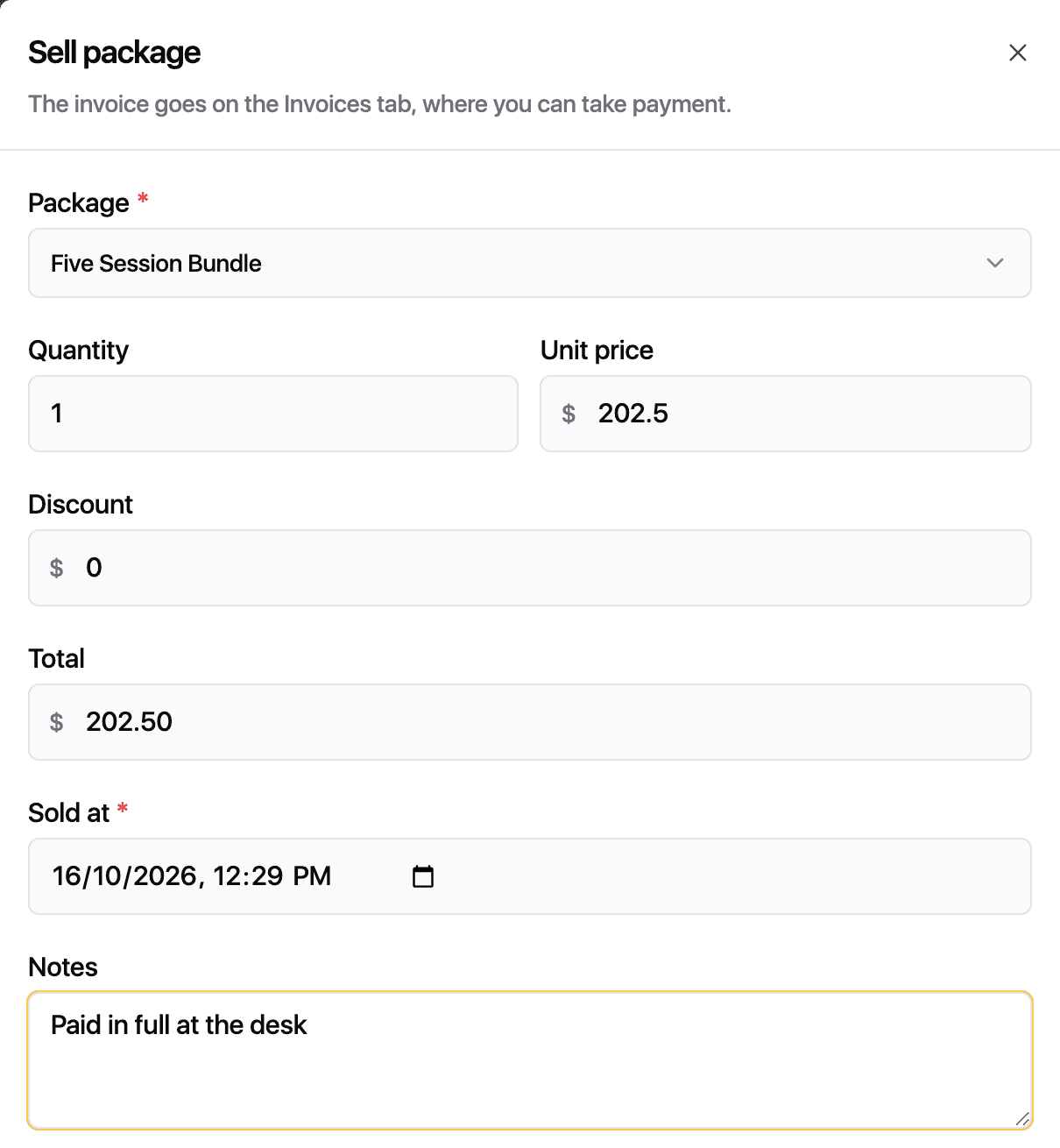 Sell it from the client's record